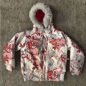 Spyder Red and Black Graphic Ski/Winter Coat w/detachable hood.